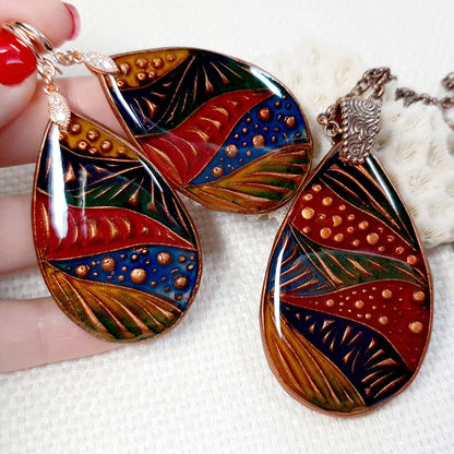 Textured Pendants and Earrings #1 - 115x85mm