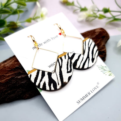 Unusual Earrings with Zebra Print