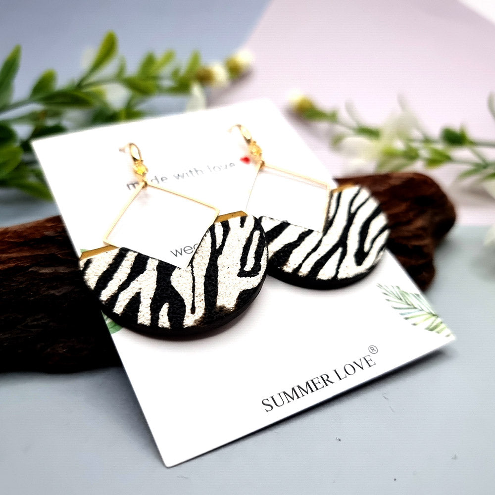 Unusual Earrings with Zebra Print