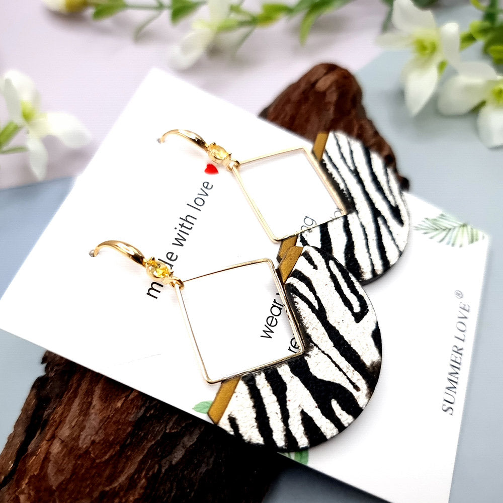 Unusual Earrings with Zebra Print