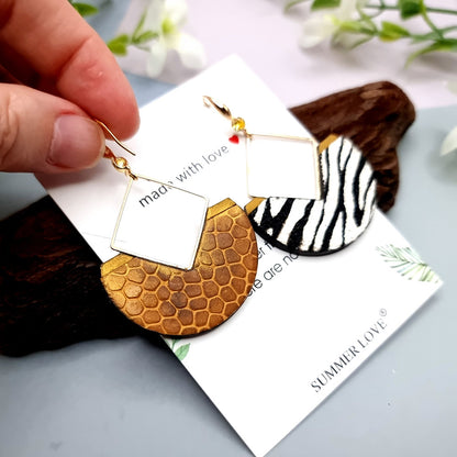 Unusual Earrings with Zebra Print