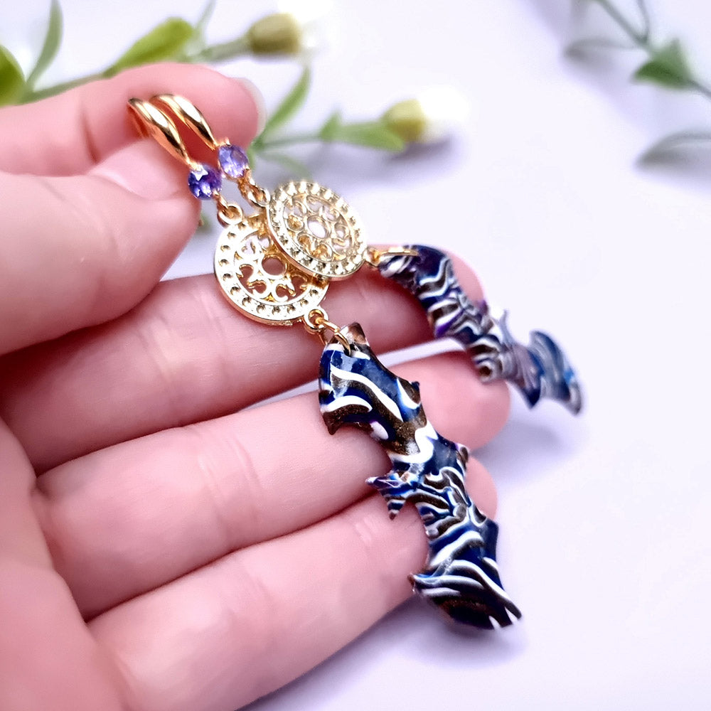 Striped Bats Earrings