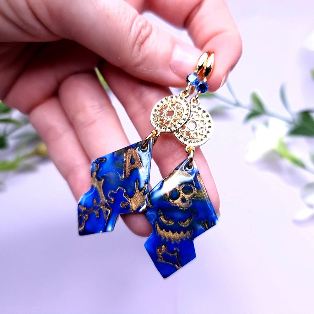 Deep Blue Halloween Earrings