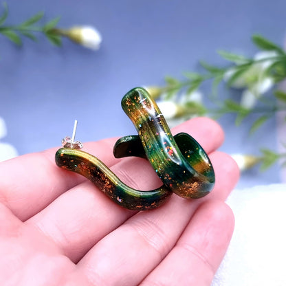 Emerald Huggie Earrings Unique Shape