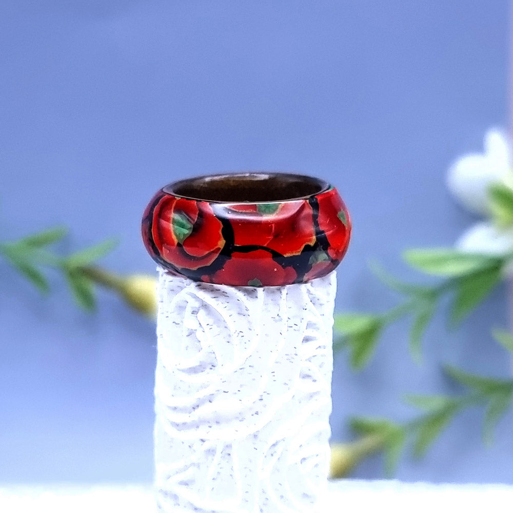 Plain Poppy Flowers Rings, Size 8