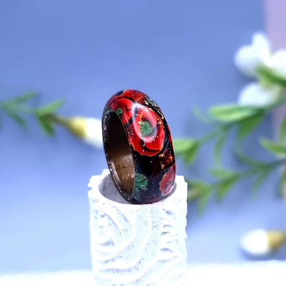 Sparkling Poppy Flowers Rings, Size 8