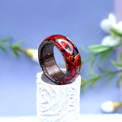 Sparkling Poppy Flowers Rings, Size 8