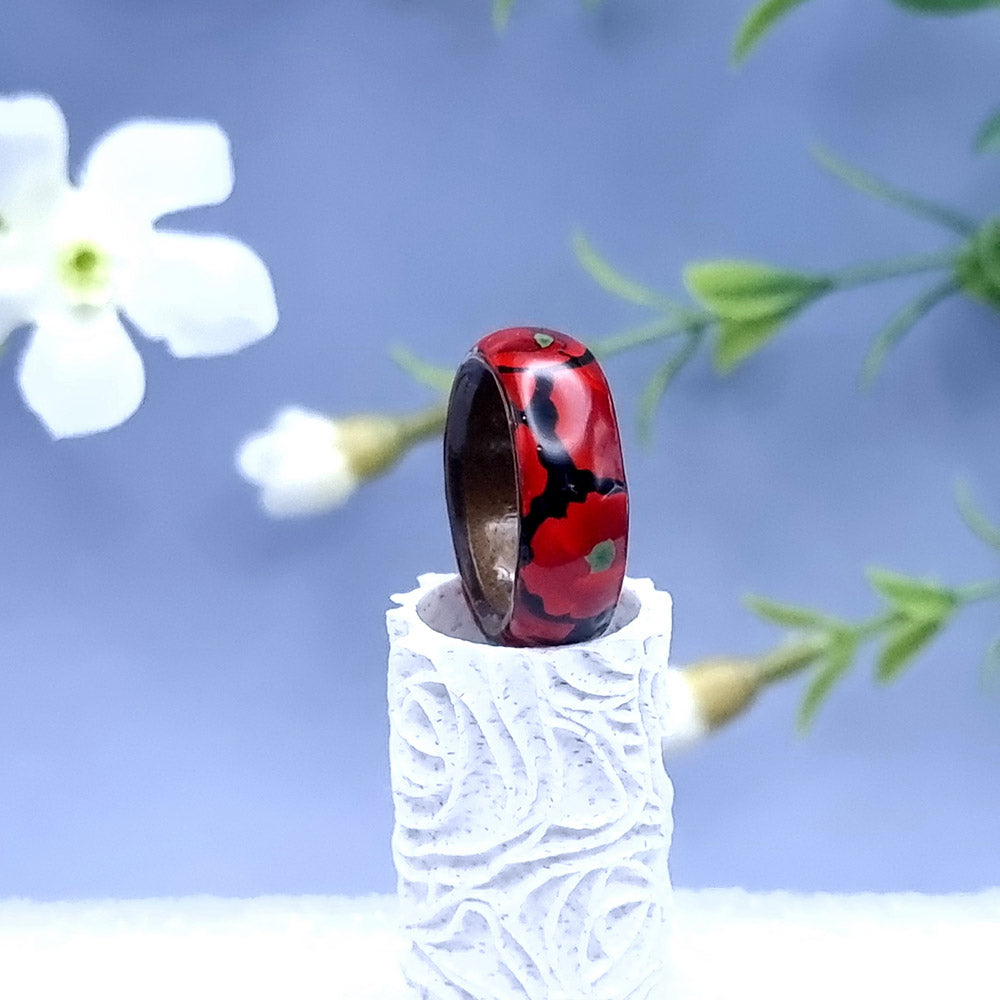 Poppy Flowers Ring Plain, Size 9