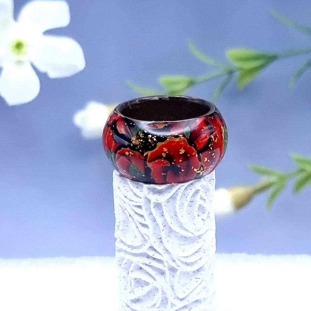 Poppy Flowers Wide Ring, Size 9