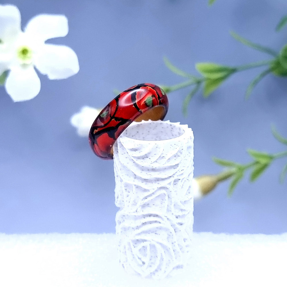 Poppy Flowers Ring Plain, Size 10