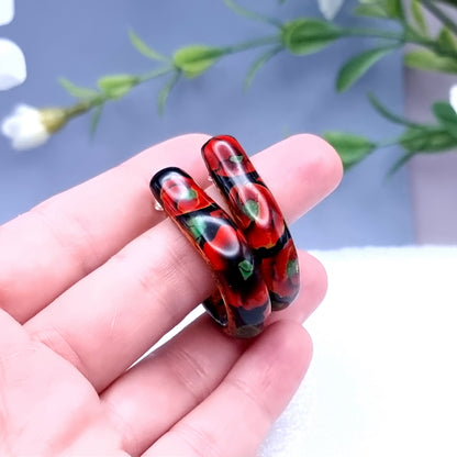 Poppy Flowers Huggie Earrings