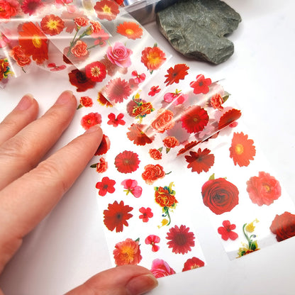 Set of 10 Colorful Garden Flowers Patterns of Transfer Foils