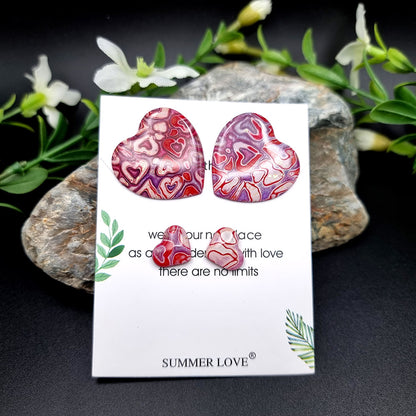 Pink Hearts Earrings Studs 2 pair