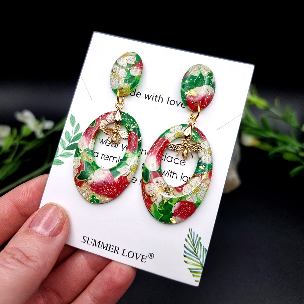 Strawberry Bees Earrings Studs