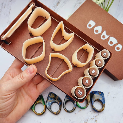 Ring Maker Toolkit Set 1 – 5 Unique Shapes + 5 Ring Size Cutters (US 6–10)