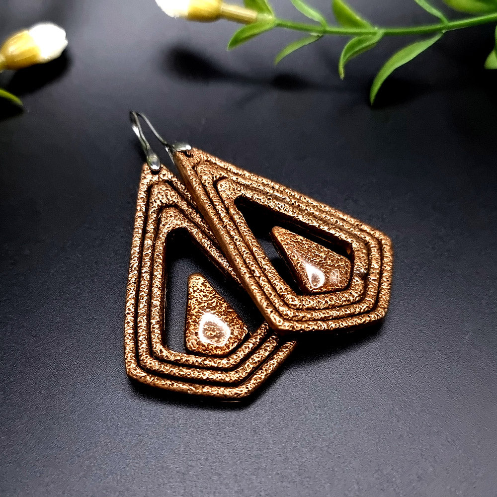 Egyptian Pyramids - Polymer Clay Earrings - Bronze Color