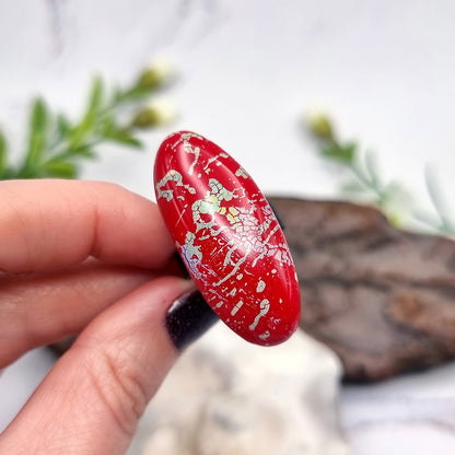 Stylish Red Oval Polymer Clay Ring Ring SweetyBijou Jewelry   