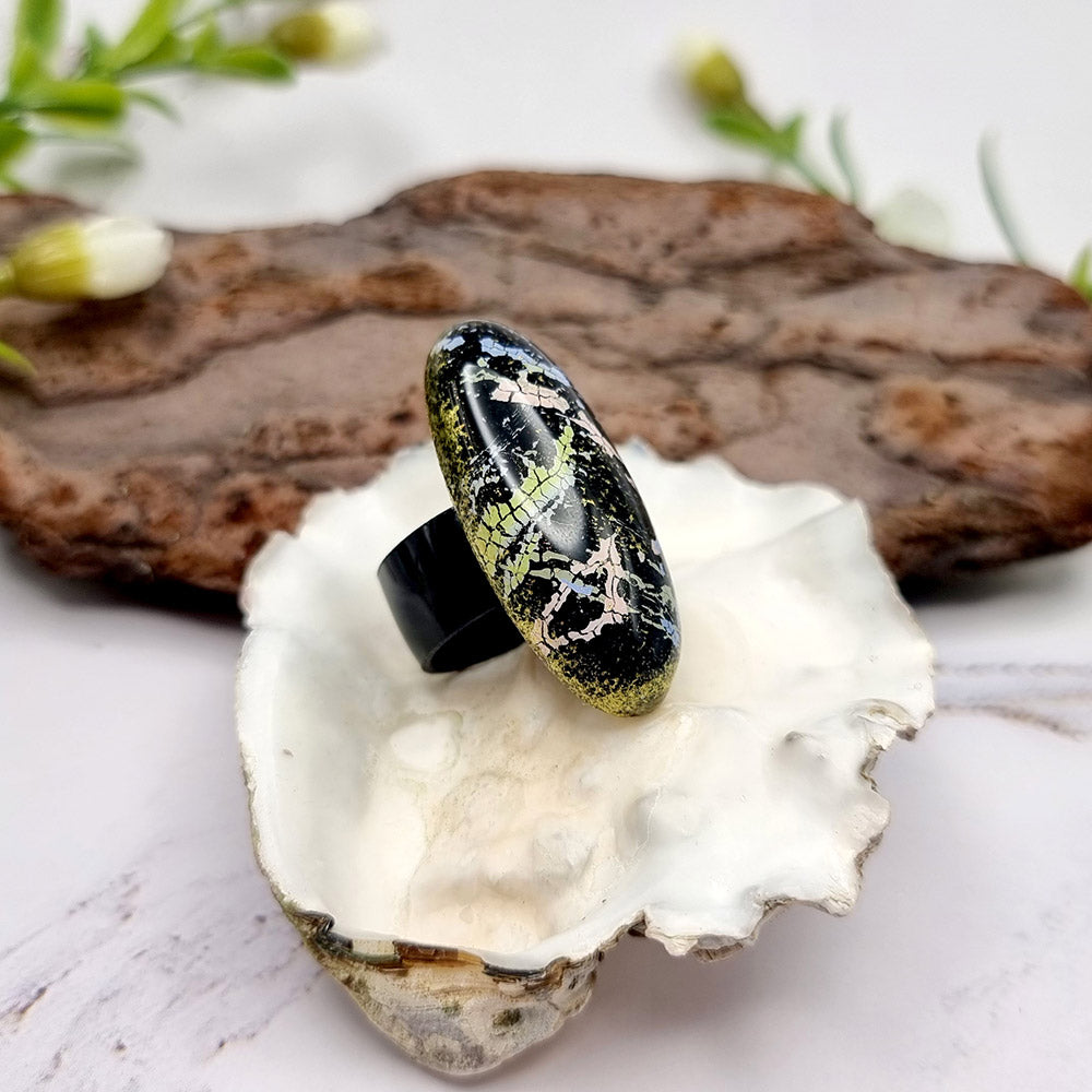 Stylish Oval Polymer Clay Ring Ring SweetyBijou Jewelry   