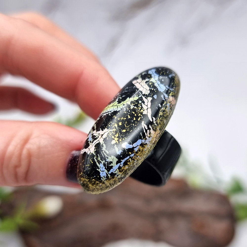 Stylish Oval Polymer Clay Ring Ring SweetyBijou Jewelry   