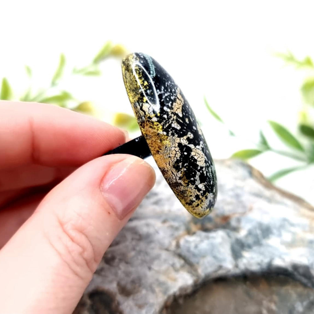 Ring Black & Gold Colours from Polymer Clay