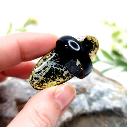 Ring Black & Gold Colours from Polymer Clay