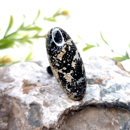 Ring Black & Gold Colours from Polymer Clay