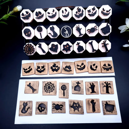 Spooky Night Halloween Stamps Set - 20 Tiny Stamps in Luxury Box