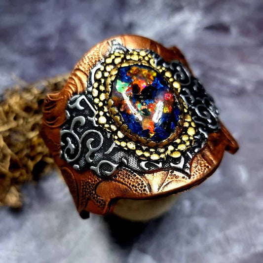 Unique Faux Metal bracelet with Opal