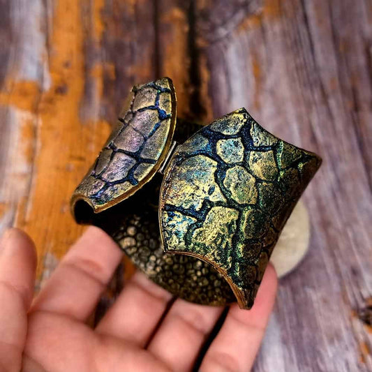 Unique Polymer clay Bracelet Cuff with Crackle Pattern
