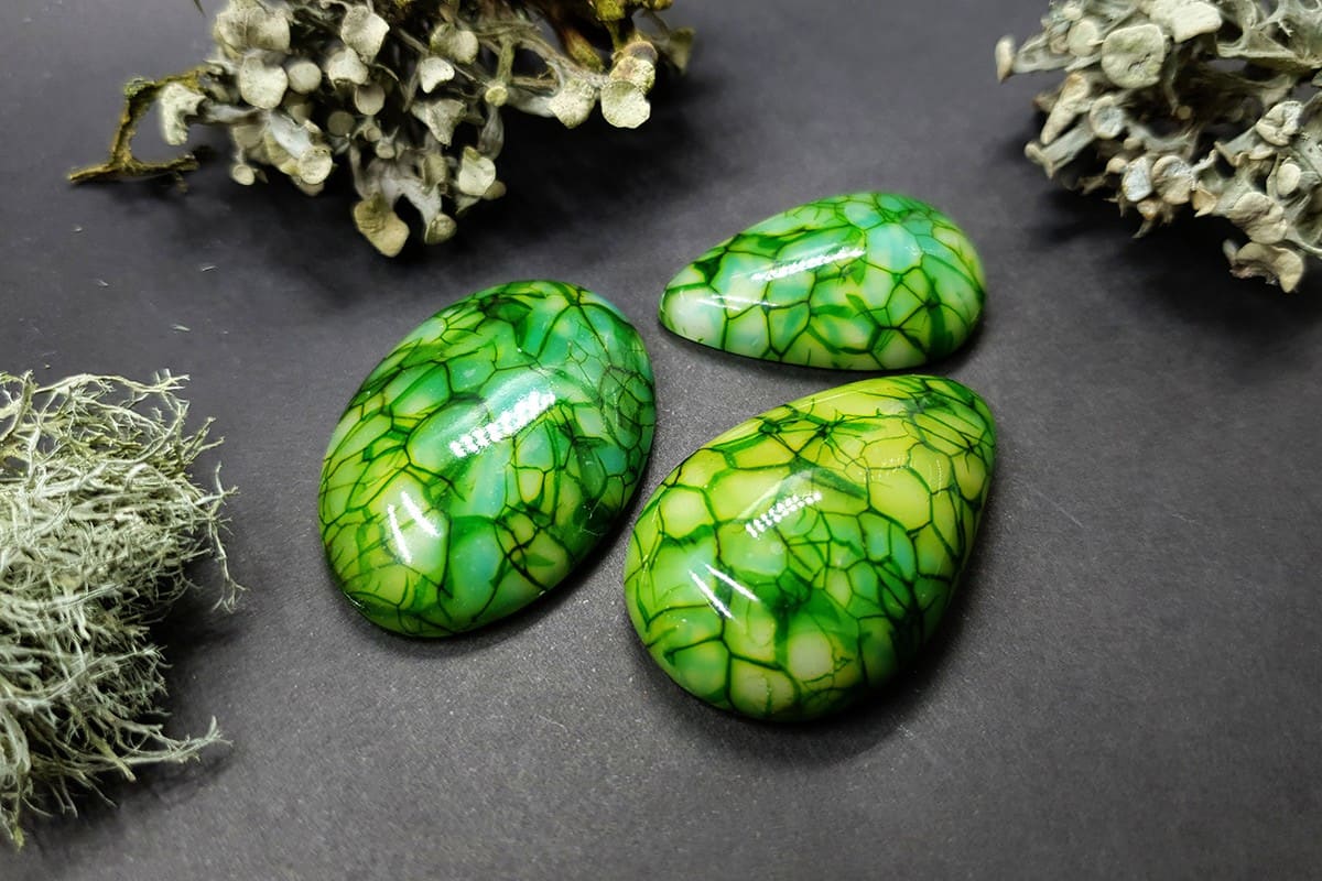 3 cabochons Faux Dragon's Vein Agate Stone #1 Cabochons SweetyBijou Cabochons Default Title  