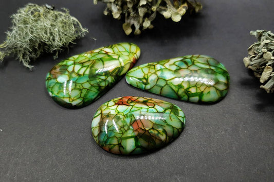 3 cabochons Faux Dragon's Vein Agate Stone (#2) Cabochons SweetyBijou Cabochons Default Title  