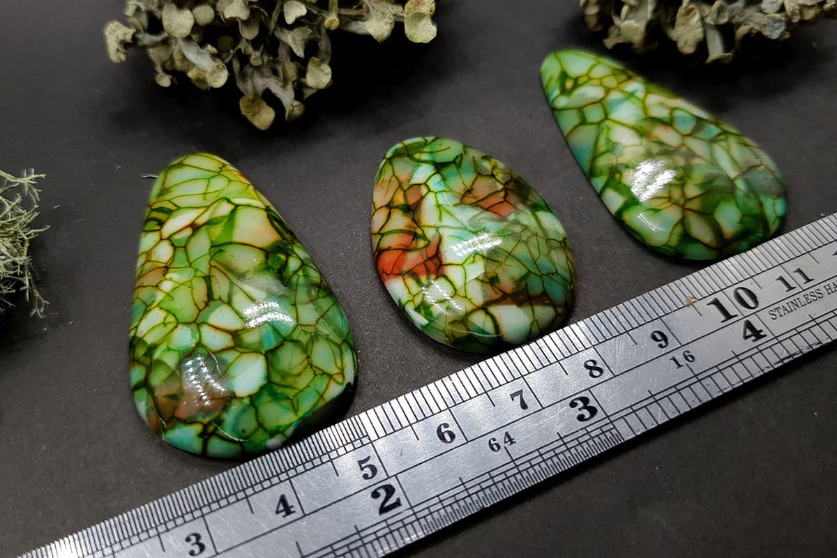 3 cabochons Faux Dragon's Vein Agate Stone (#2) Cabochons SweetyBijou Cabochons   