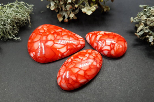 3 cabochons Faux Dragon's Vein Agate Stone (Set #3) Cabochons SweetyBijou Cabochons Default Title  