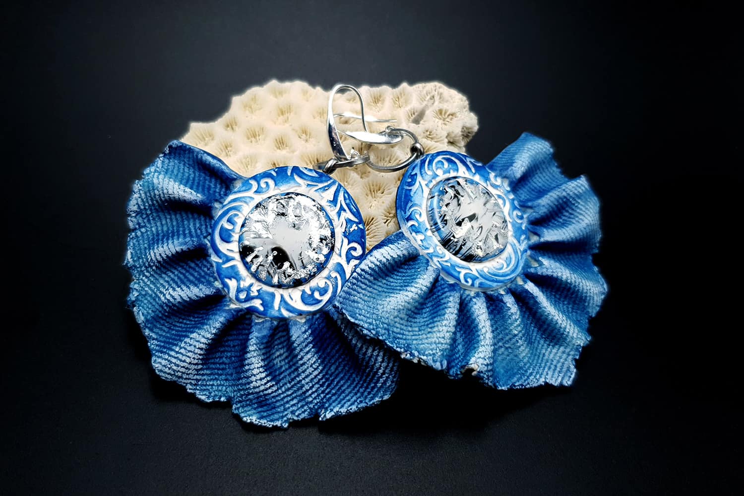 "Denim Samba" Faux jeans earrings Earrings SweetyBijou Jewelry   