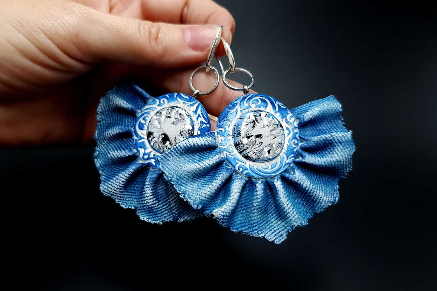 "Denim Samba" Faux jeans earrings Earrings SweetyBijou Jewelry   