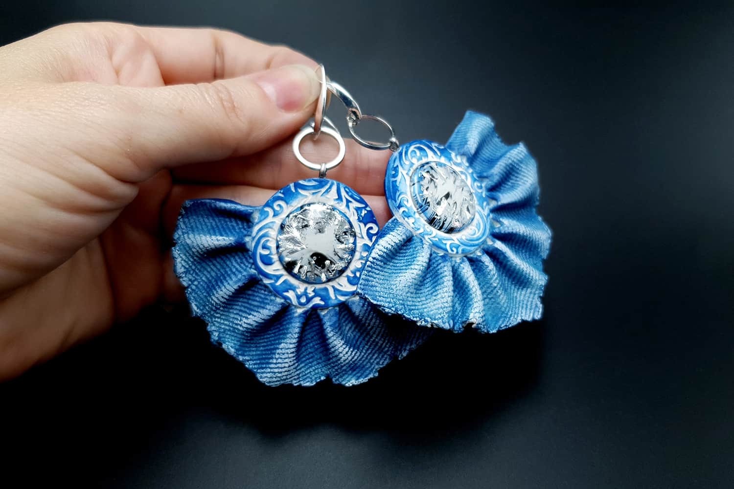 "Denim Samba" Faux jeans earrings Earrings SweetyBijou Jewelry   