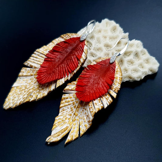 "Feathers" Faux leather earrings