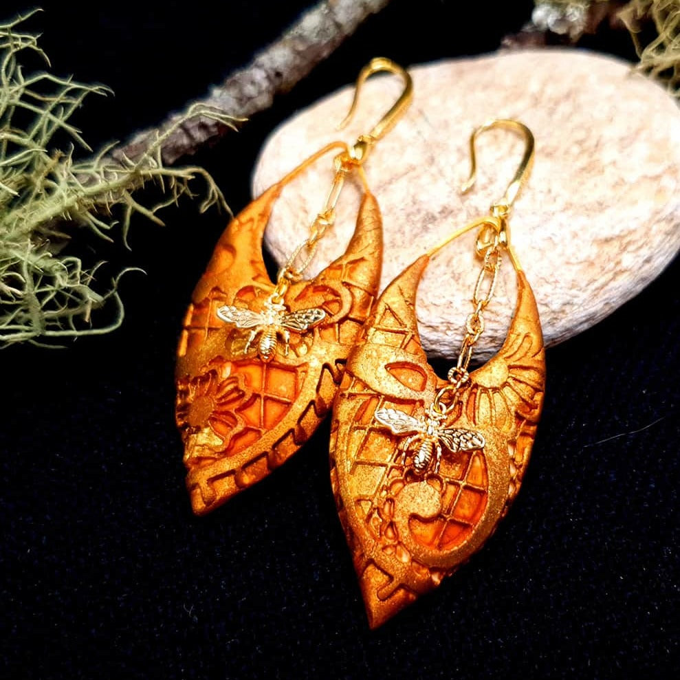 Earrings "Eldorado" with Bees Earrings SweetyBijou Jewelry Default Title  