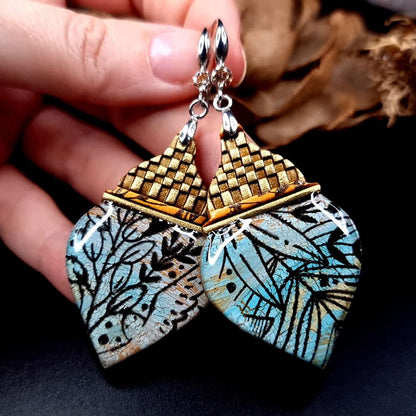 Polymer clay Earrings "Azure Coast of Morocco" Earrings SweetyBijou Jewelry   