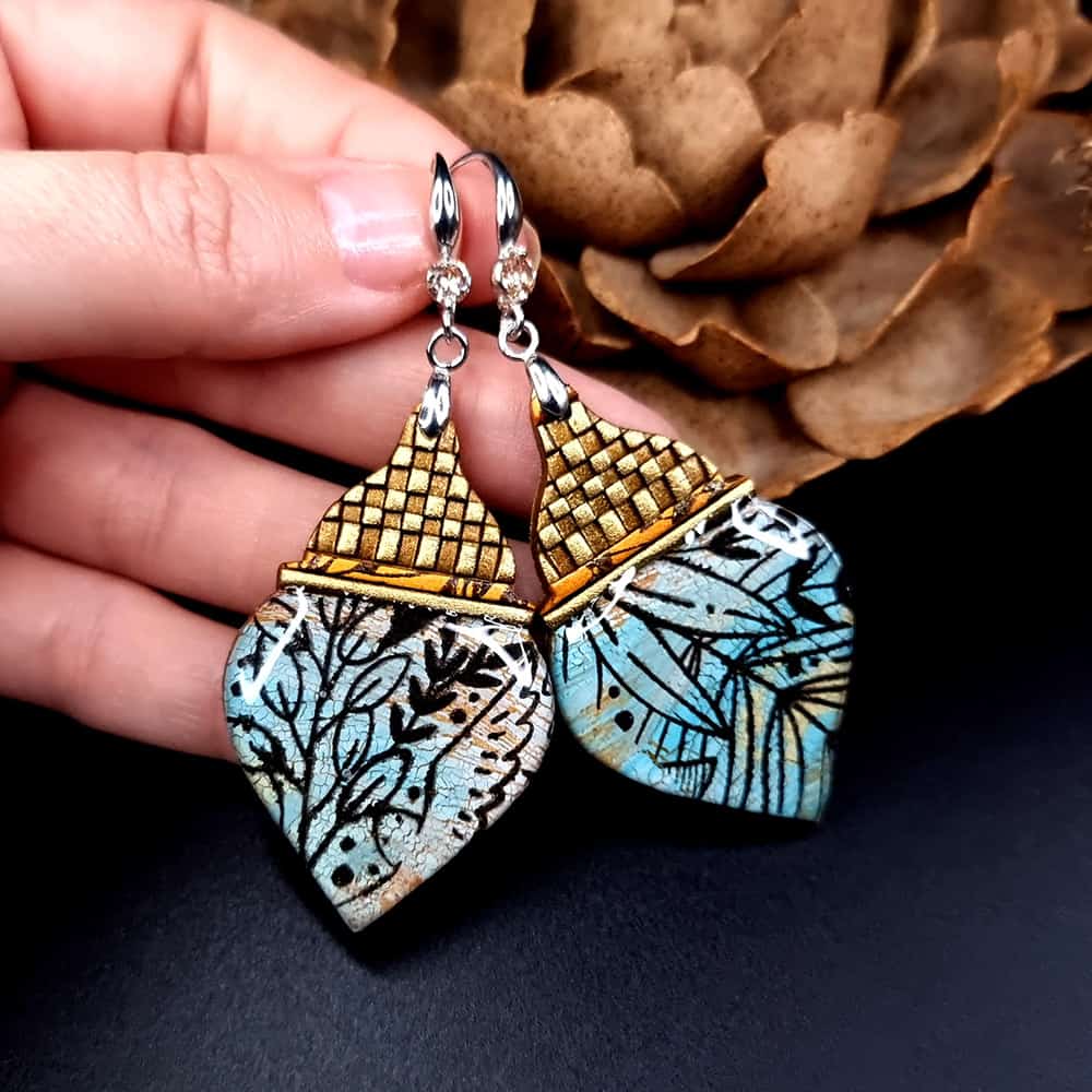 Polymer clay Earrings "Azure Coast of Morocco" Earrings SweetyBijou Jewelry   