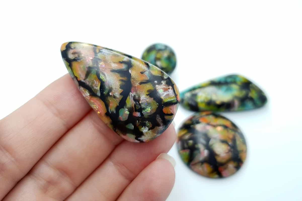 4 cabochons Faux Boulder Opal Stone #3 Cabochons SweetyBijou Cabochons   