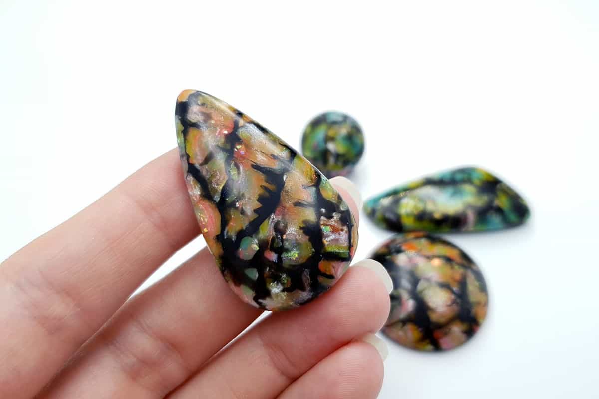 4 cabochons Faux Boulder Opal Stone #3 Cabochons SweetyBijou Cabochons   