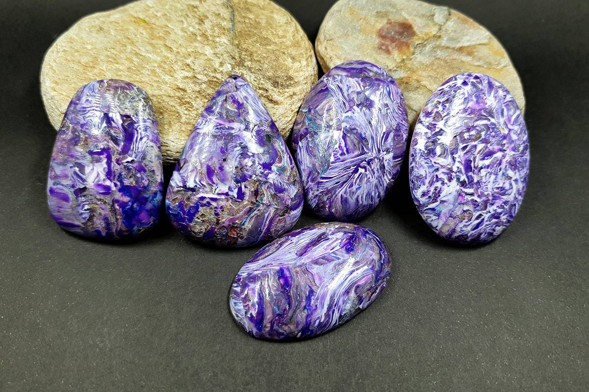 5 cabochons faux charoite stone Cabochons SweetyBijou Cabochons   