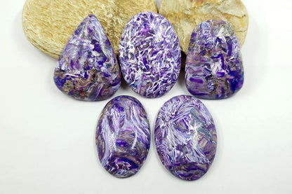 5 cabochons faux charoite stone Cabochons SweetyBijou Cabochons   