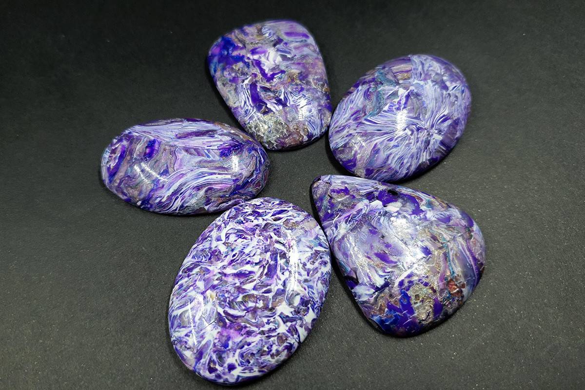 5 cabochons faux charoite stone Cabochons SweetyBijou Cabochons   