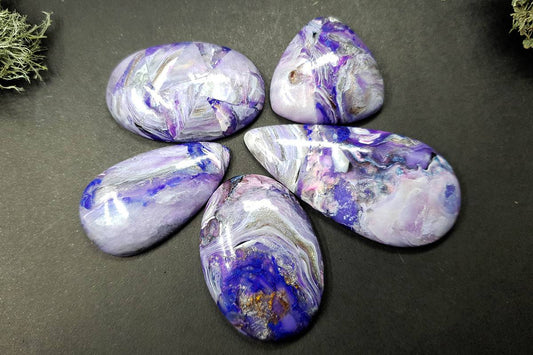 Faux Charoite clay stone 5 cabochons Cabochons SweetyBijou Cabochons Default Title  