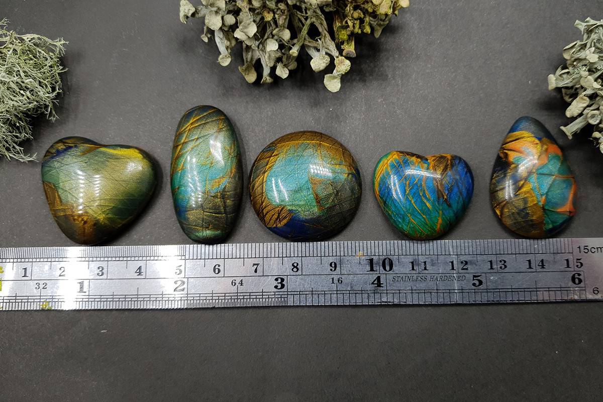 Faux labradorite stone 5 cabochons Cabochons SweetyBijou Cabochons   