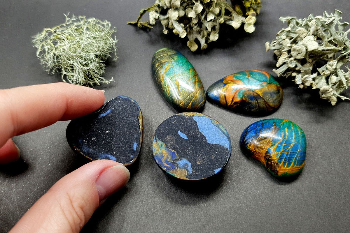 Faux labradorite stone 5 cabochons Cabochons SweetyBijou Cabochons   