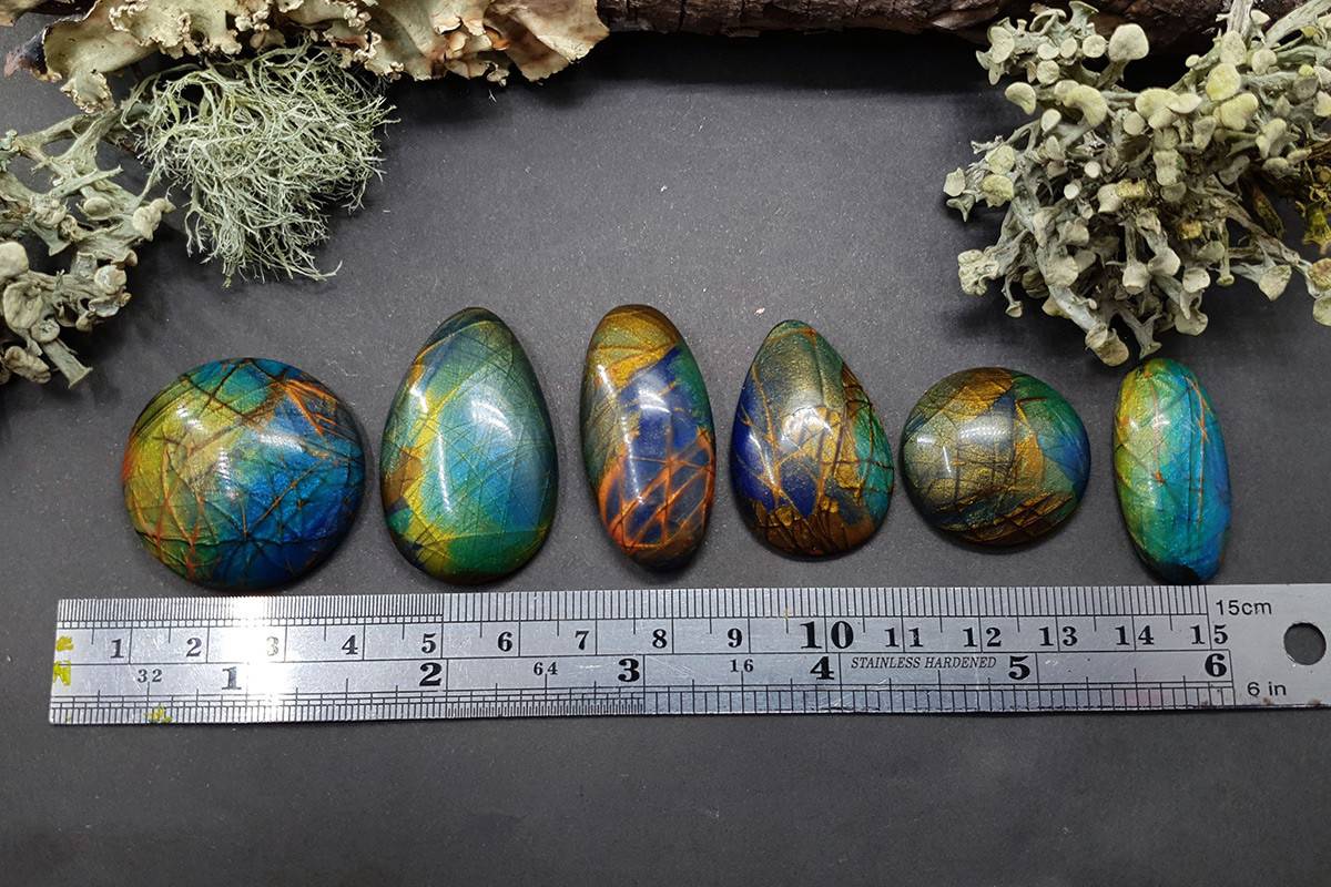 6 cabochons Faux Labradorite Stone #5 Cabochons SweetyBijou Cabochons   