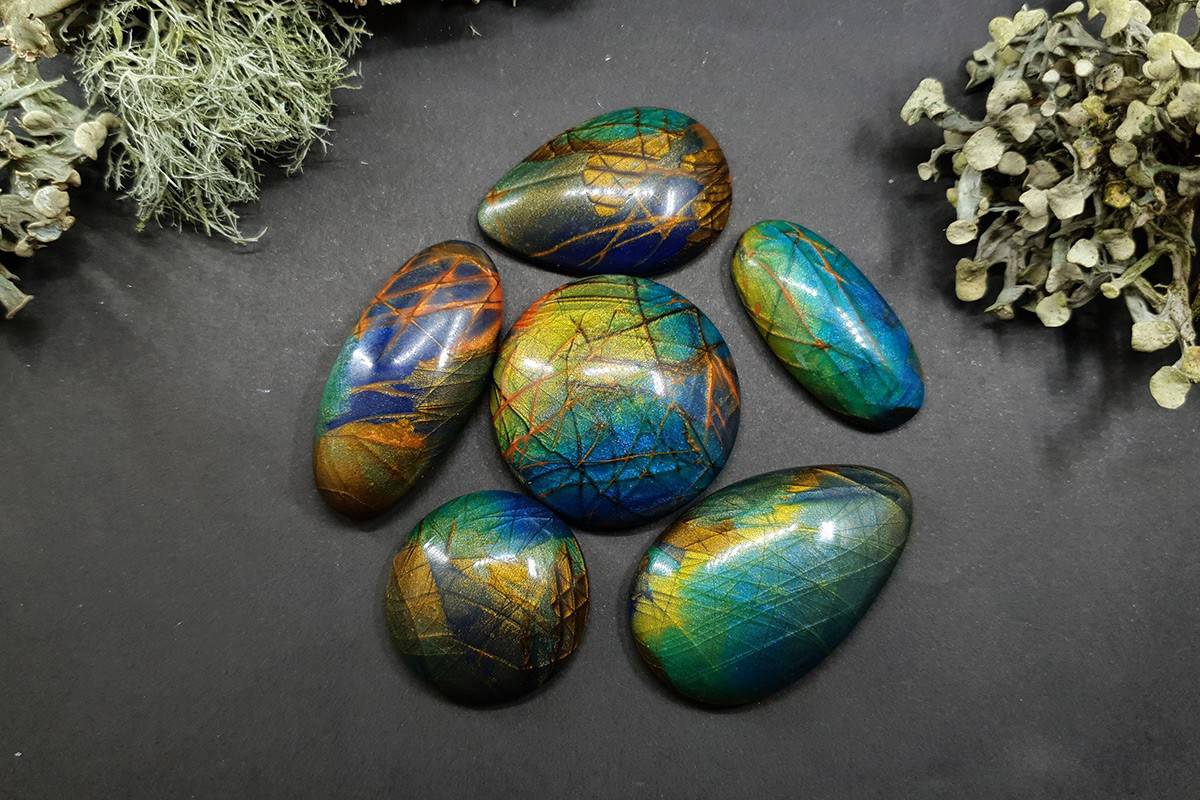 6 cabochons Faux Labradorite Stone #5 Cabochons SweetyBijou Cabochons   